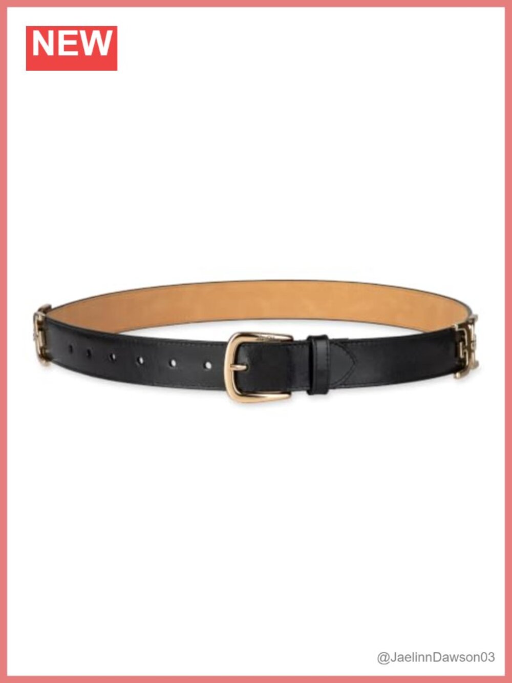 Sam Edelman Women's Casual Dress Fashion Belt with Double-Logo Hip Station Links